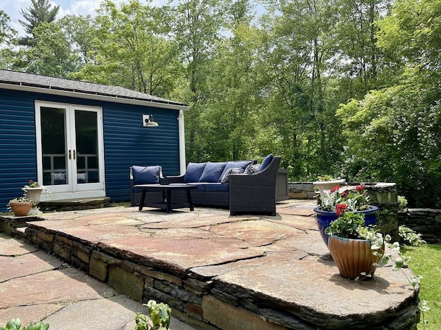 947 Burts Pit Rd, Northampton, MA 01062 - view of patio featuring french doors and outdoor lounge area