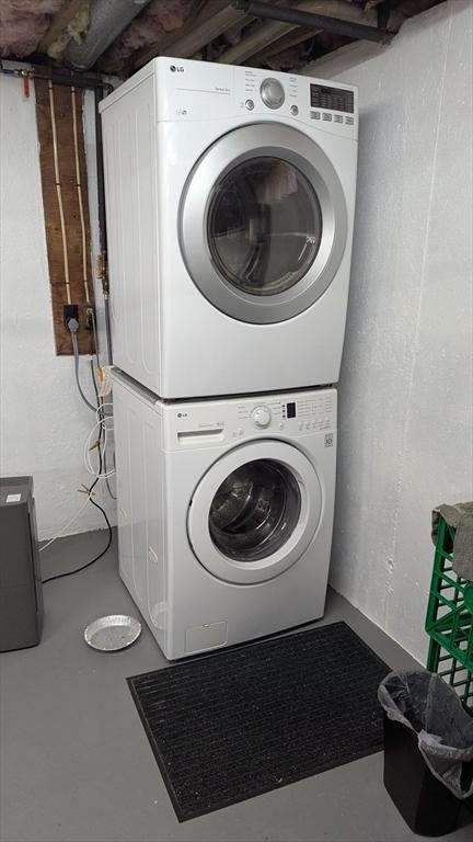 92 Santuit Pond Rd, Mashpee, MA 02649 - washroom with stacked washing machine and dryer