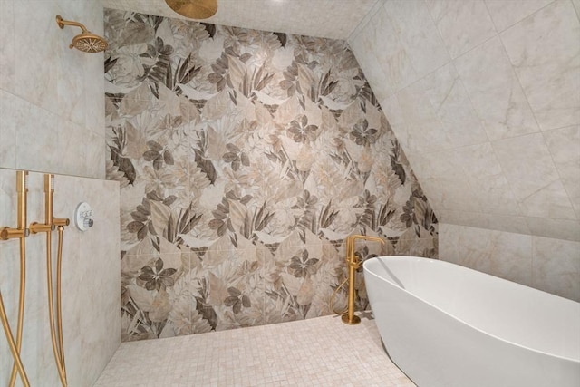 61 Westbourne Rd, Newton, MA 02459 - full bath featuring tile walls, a freestanding bath, and tiled shower