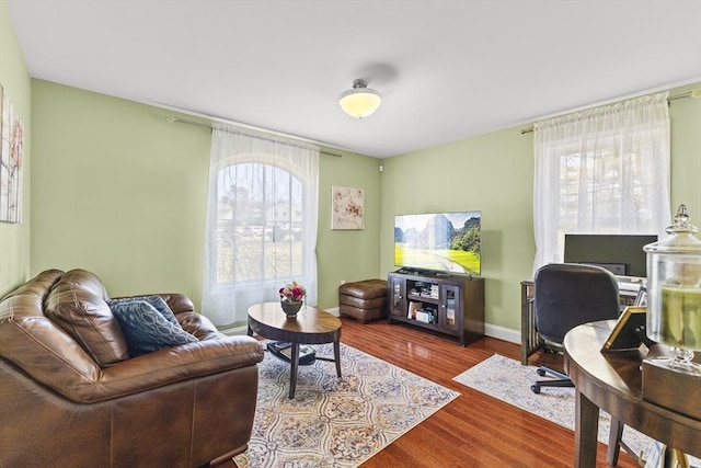 office area featuring hardwood / wood-style flooring and plenty of natural light