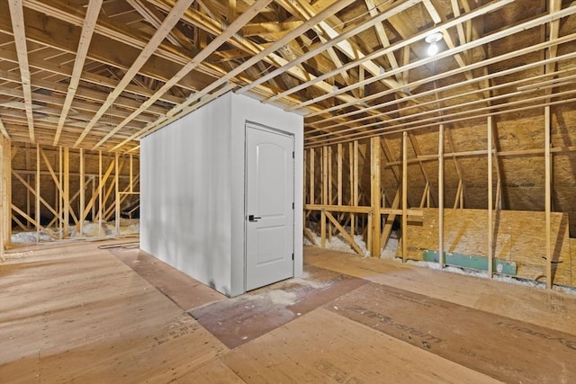 view of unfinished attic