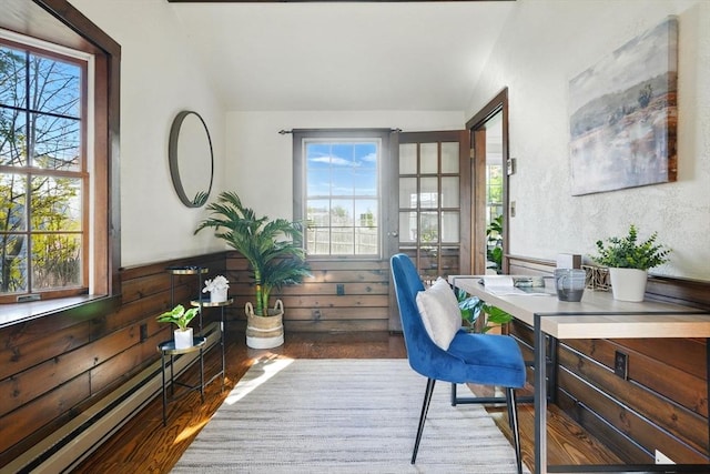 home office featuring wood finished floors