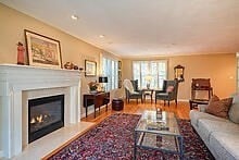 living room with hardwood / wood-style flooring