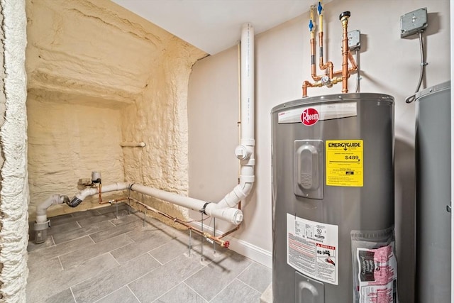 utility room featuring electric water heater