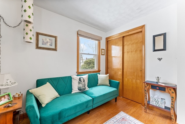 living room with wood finished floors