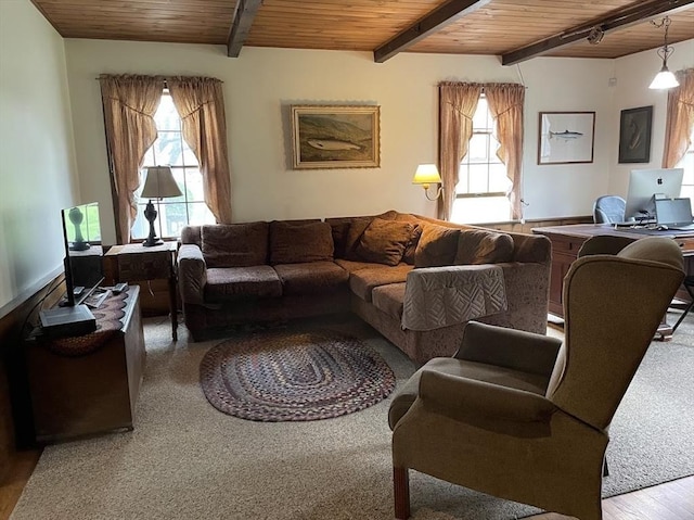 33 Whittemore St, Leicester, MA 01524 - living room with wood ceiling with exposed beams and wood finished floors