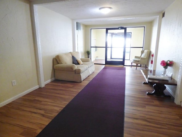 interior space with dark hardwood / wood-style flooring