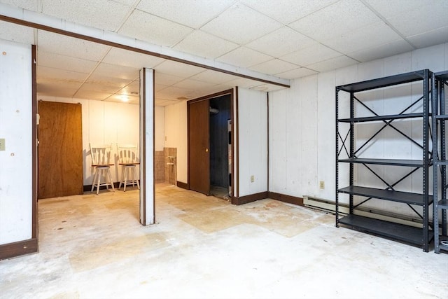 141 Shaw Farm Rd Unit 141, Canton, MA 02021 - finished basement with a drop ceiling, baseboards, and baseboard heating