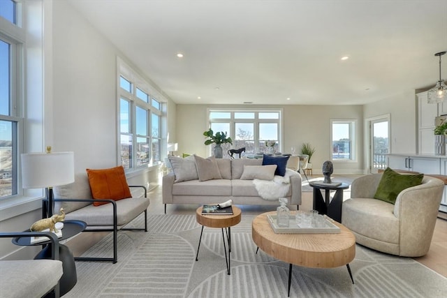 62 Foundry St Unit 215, Wakefield, MA 01880 - living area featuring light wood-style floors and recessed lighting