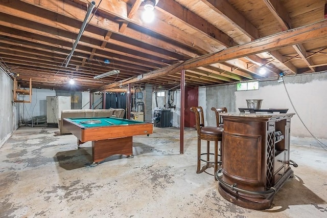 3 Sears Ave, Webster, MA 01570 - rec room featuring concrete flooring, pool table, and a dry bar
