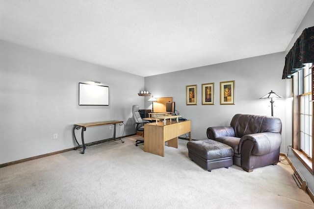 view of carpeted home office