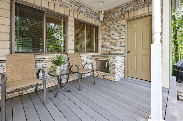 deck with a porch