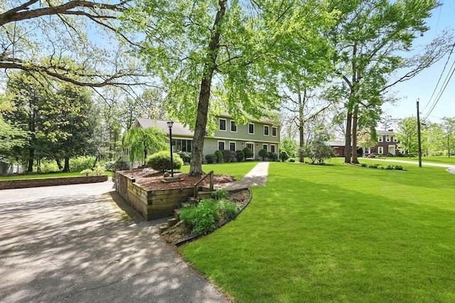 view of property's community with a lawn