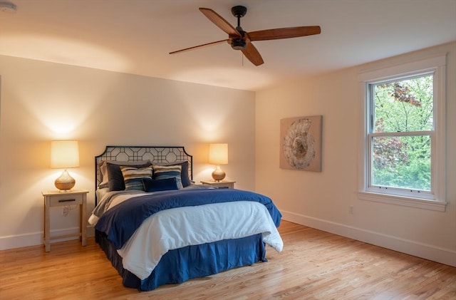 88 Round Hill Rd Unit 4, Northampton, MA 01060 - bedroom with baseboards, light wood-style flooring, and a ceiling fan