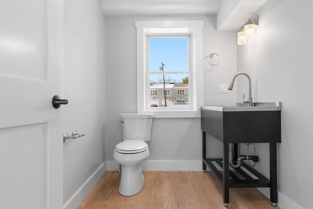 bathroom with hardwood / wood-style floors and toilet