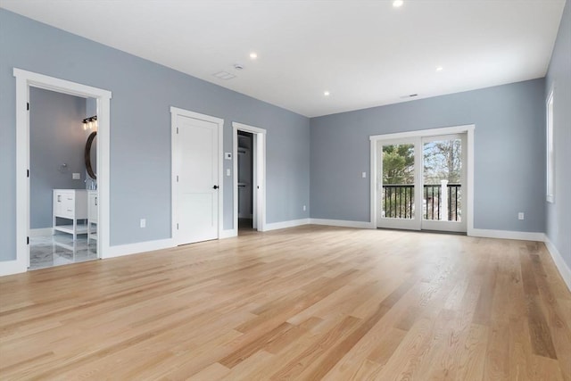 interior space with light hardwood / wood-style floors