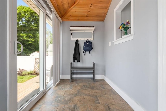 10 Saunders Rd, Lynn, MA 01904 - entryway featuring wood ceiling and stone finish flooring
