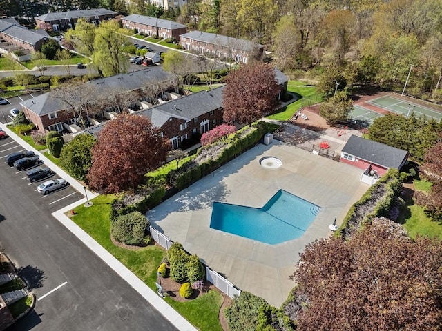 bird's eye view of a pool area