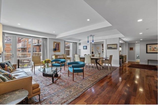 living room with hardwood / wood-style flooring