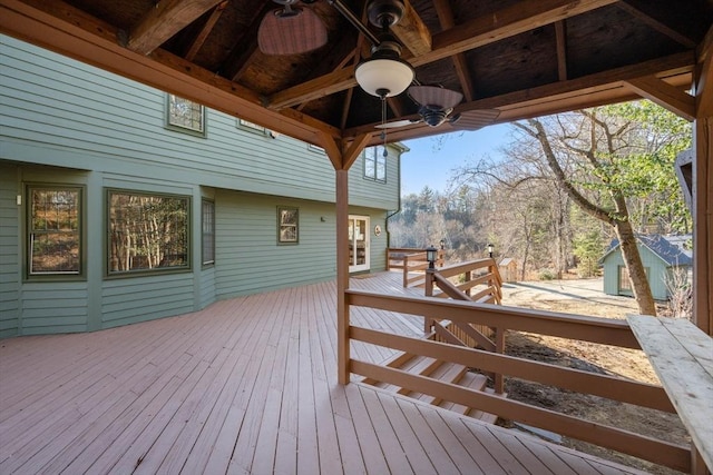 deck featuring ceiling fan