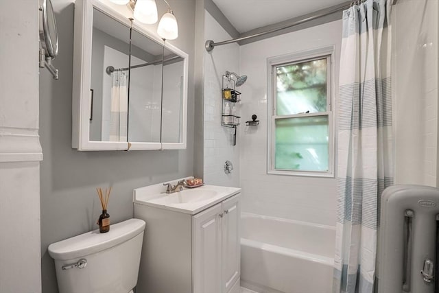 69 Bradfield Ave Unit 1, Boston, MA 02131 - full bath featuring shower / bathtub combination with curtain, vanity, and radiator heating unit