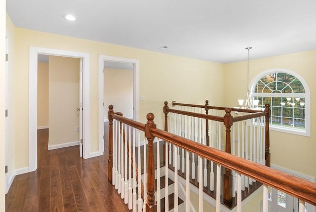 390 Marshall St, Leicester, MA 01524 - hall with a chandelier and dark hardwood / wood-style floors