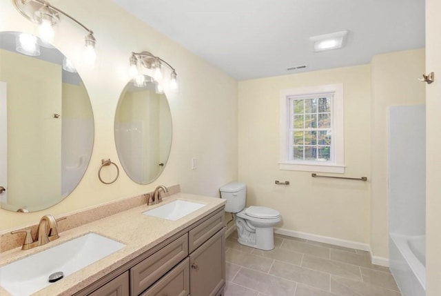 390 Marshall St, Leicester, MA 01524 - full bathroom with tile patterned flooring, vanity, toilet, and tub / shower combination