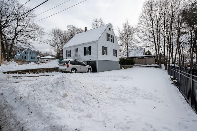 view of snow covered exterior