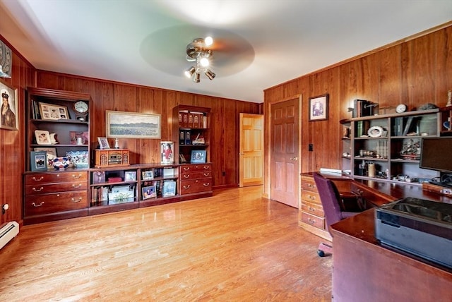 140 Sheffield Dr, Belchertown, MA 01007 - office with wood walls, ceiling fan, and wood finished floors