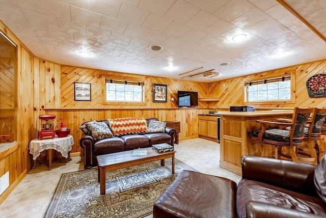 140 Sheffield Dr, Belchertown, MA 01007 - living area featuring wood walls and bar