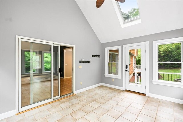 7 Evergreen Cir, Sterling, MA 01564 - unfurnished sunroom featuring lofted ceiling and a skylight