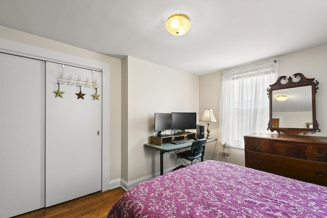 127 Carson Ave, Dalton, MA 01226 - bedroom with wood finished floors, baseboards, a desk, and a closet