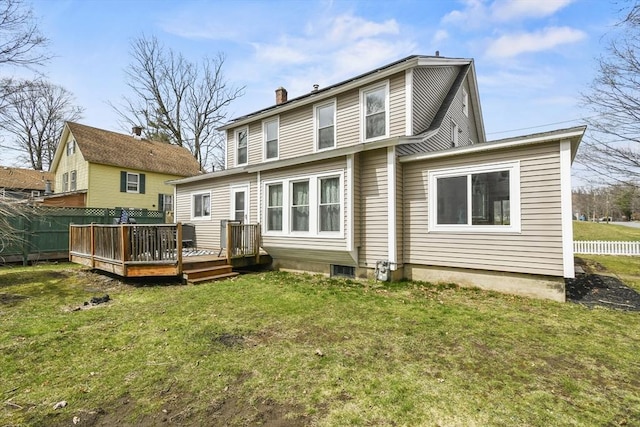 127 Carson Ave, Dalton, MA 01226 - back of house featuring a chimney and a wooden deck