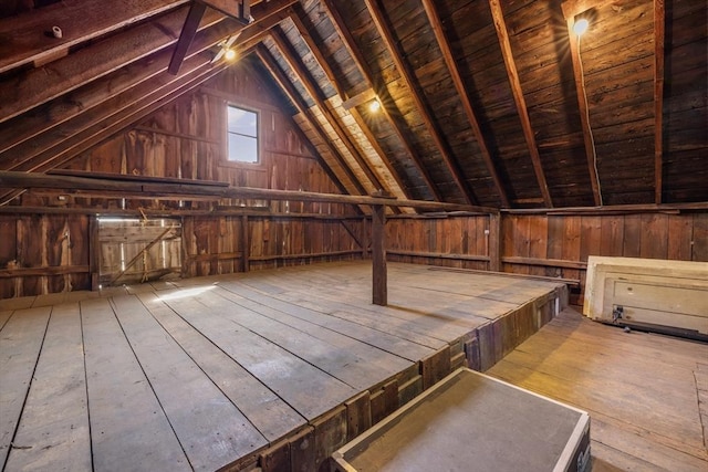 view of unfinished attic