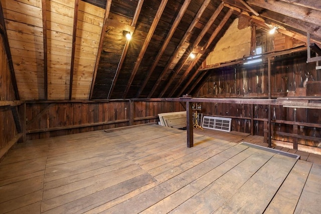 view of unfinished attic