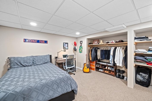 10 Old Broad St, Holden, MA 01522 - carpeted bedroom featuring a closet, a paneled ceiling, and recessed lighting