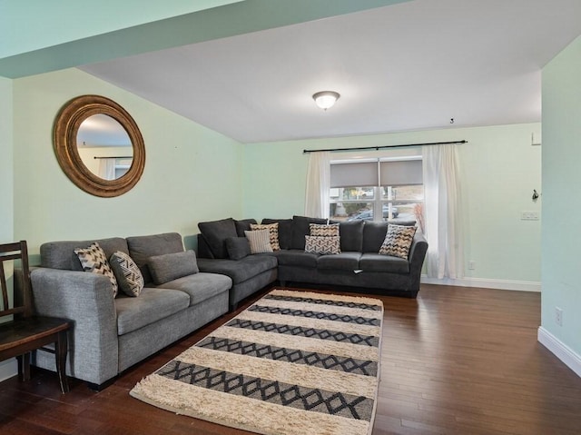 living room with dark hardwood / wood-style floors