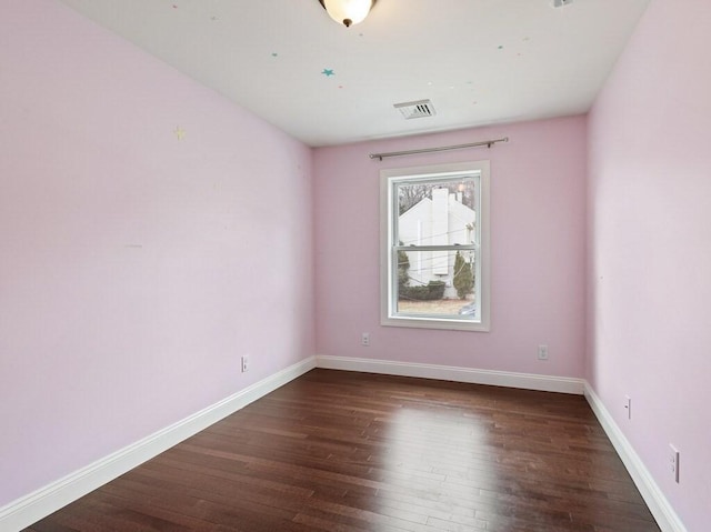 spare room featuring dark hardwood / wood-style floors