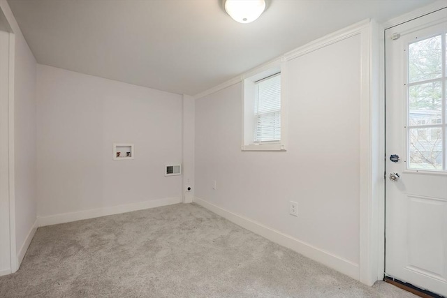 73 Laurie Ave, Abington, MA 02351 - laundry area with visible vents, baseboards, carpet floors, and washer hookup