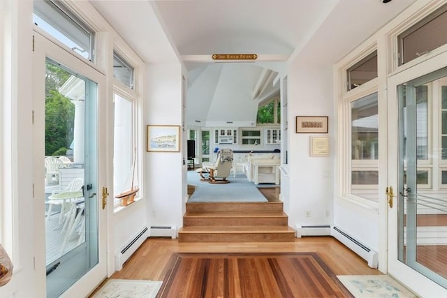 188 S St, Yarmouth, MA 02664 - foyer with baseboard heating and wood finished floors