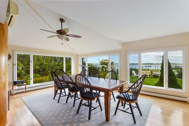 188 S St, Yarmouth, MA 02664 - sunroom / solarium featuring a wall mounted AC, baseboard heating, and a baseboard radiator