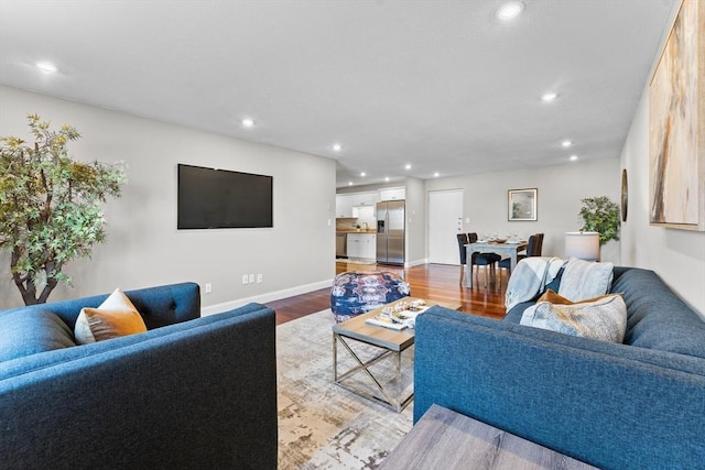 living room with hardwood / wood-style floors