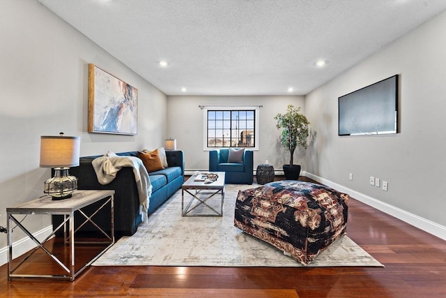 living room with hardwood / wood-style flooring