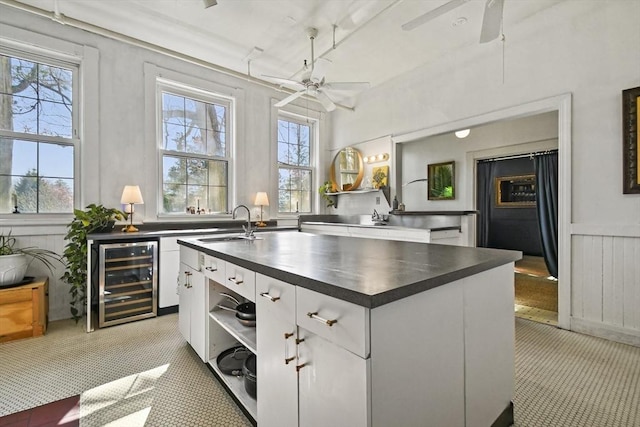 824 Tucker Rd, Dartmouth, MA 02747 - kitchen with beverage cooler, ceiling fan, plenty of natural light, and open shelves