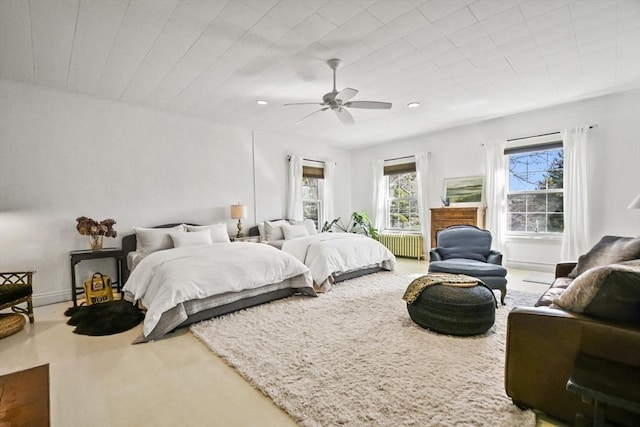 824 Tucker Rd, Dartmouth, MA 02747 - bedroom featuring radiator, ceiling fan, recessed lighting, and carpet floors