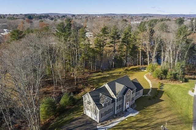 bird's eye view with a forest view