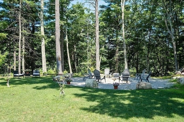 surrounding community featuring a lawn and a patio