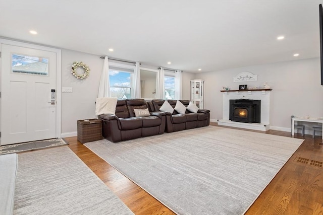 living room featuring light hardwood / wood-style flooring