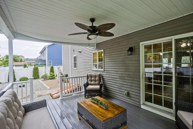 210 Naismith, Springfield, MA 01104 - wooden deck with a fenced backyard and a ceiling fan