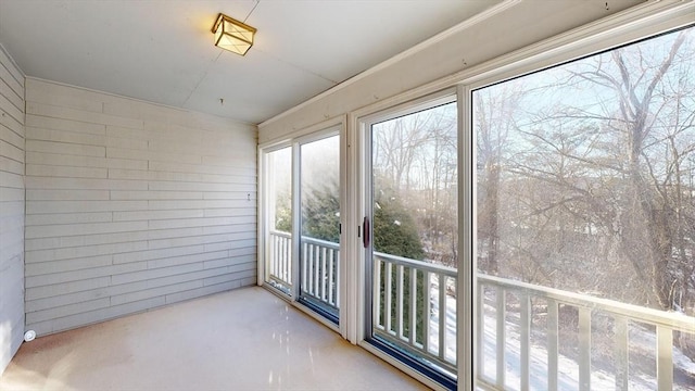 view of unfurnished sunroom